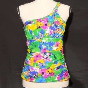 Allen B by Allen Schwartz One Shoulder Tankini Top